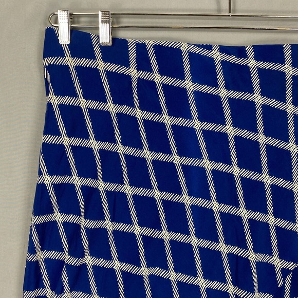 Ava & Viv Skirt Womens Plus 2x Blue Satin Midi A Line Elastic Waist Lightweight - Picture 3 of 11